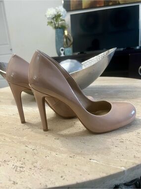 Classic Nude Patent High Heel Pumps - Women's